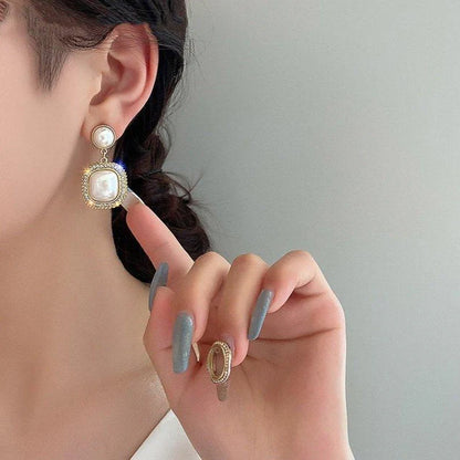 Pearl Drop Earrings | Shell Pearl Earrings with Sterling Silver Pins with small Diamond3