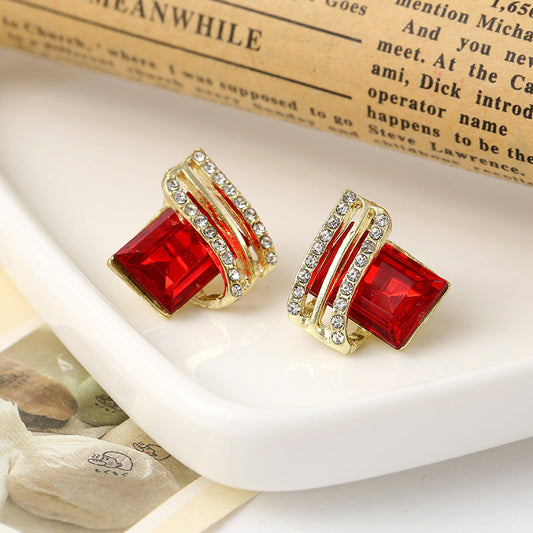 Korean beautiful Red Stone Earring