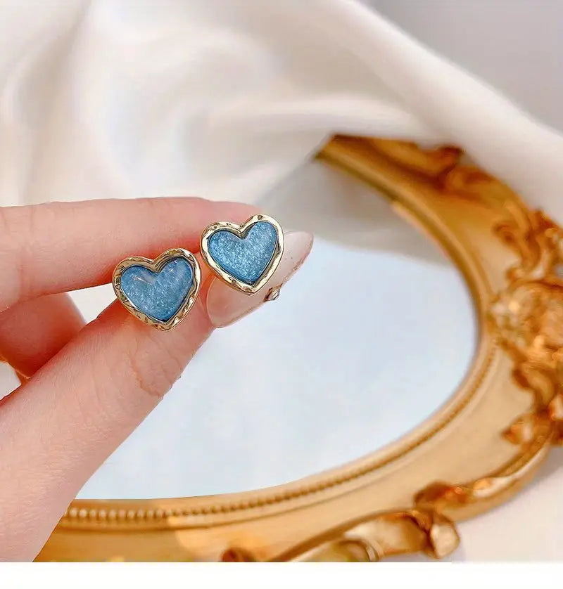 Korean beautiful blue Heart Earring