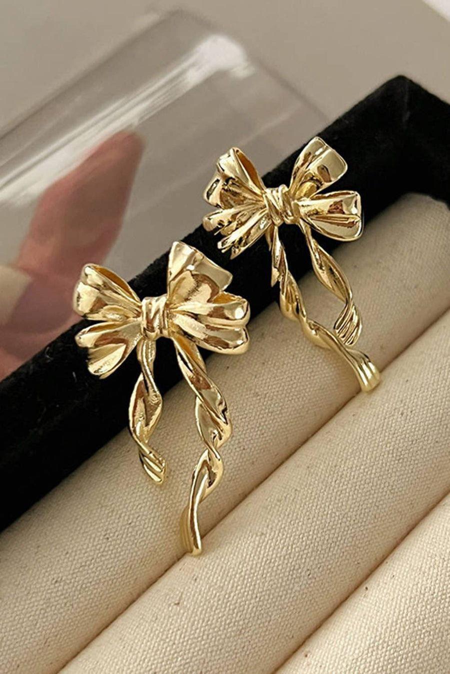 Korean bow anti tarnish earring