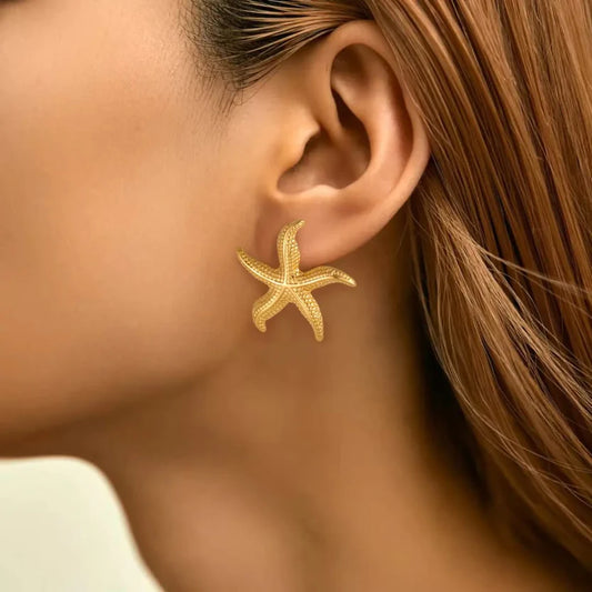 Korean cute anti tarnish star earring