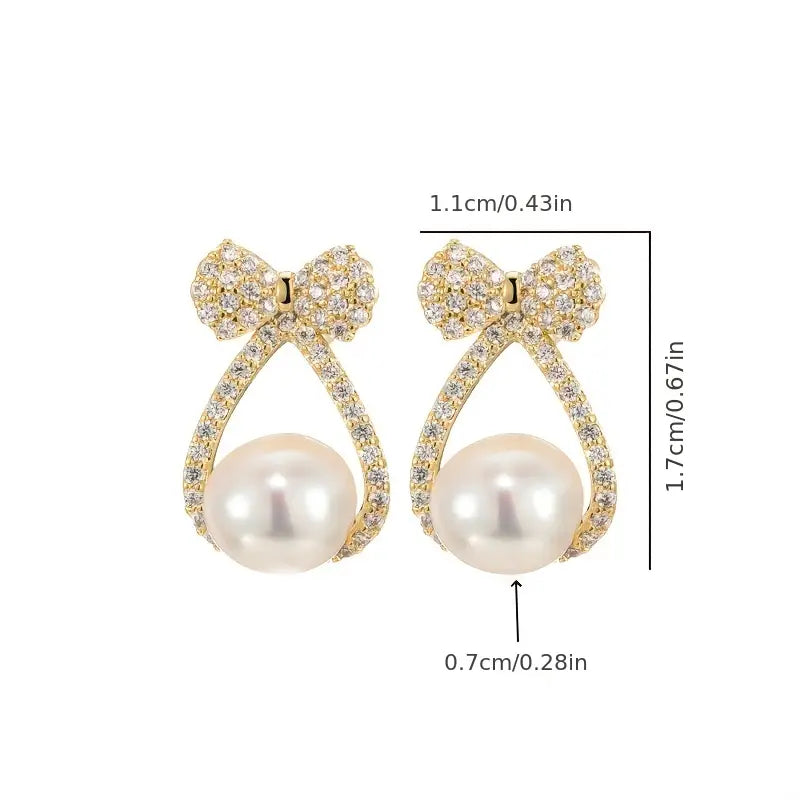 korean pearl bownot beautiful gold earring3