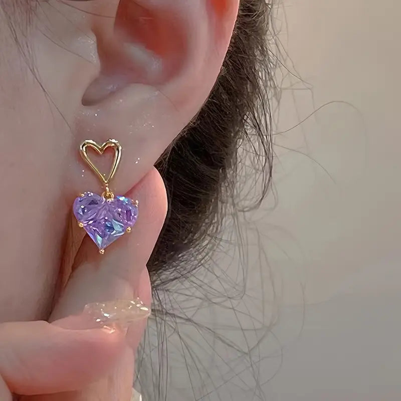 Korean Purple Diamond Stone Earring