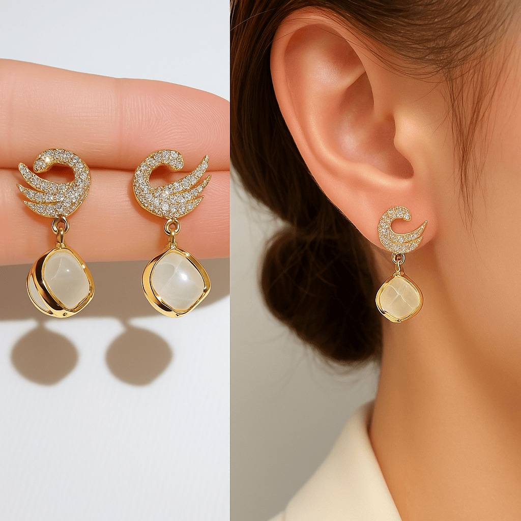 Korean Crystal Sparking Diamond Earring for Women Gold3