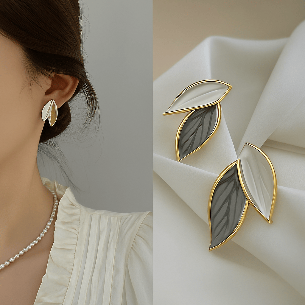 Korean Unique Beautiful Leaf Design Earring3