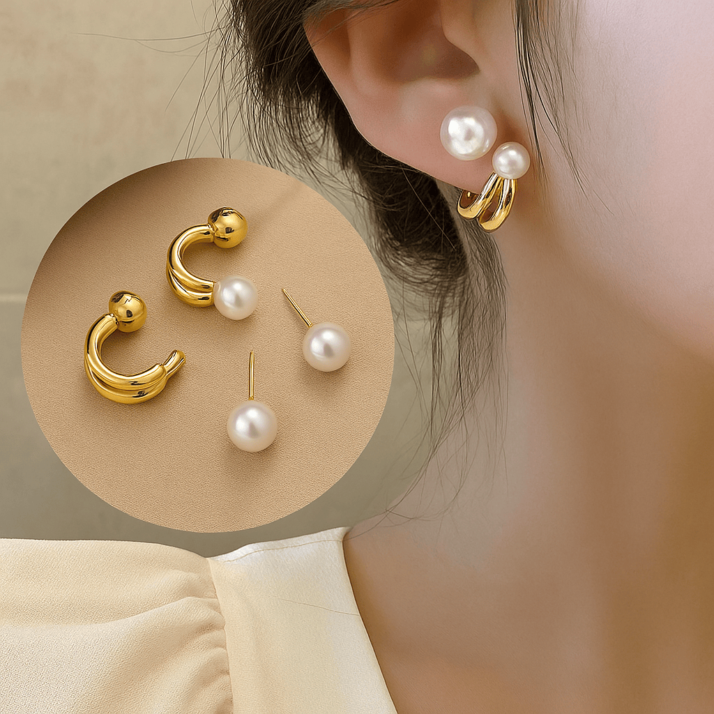 Korean Beautiful Gold Pearl Stud Earring
