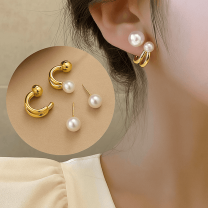 Korean Beautiful Gold Pearl Stud Earring