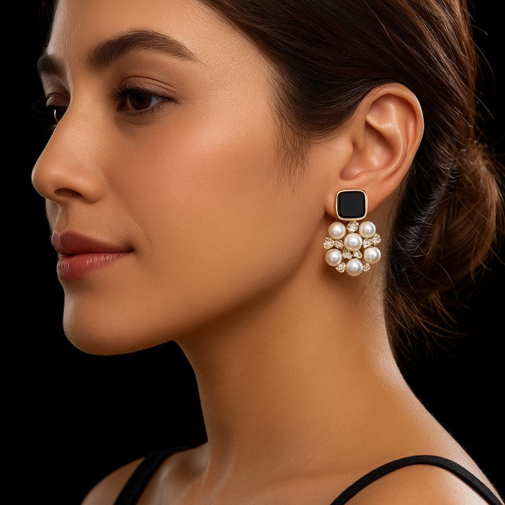 Natural Pearl Earrings Luxury Unique Versatile Hanging Drip Wrap Stud Earrings Party Wed Unusual Jewelry3