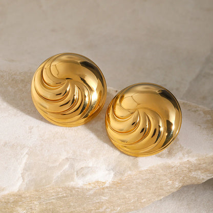 18K Gold Plated Thread Round Stainless Steel Geometric anti Tarnish Stud Earring