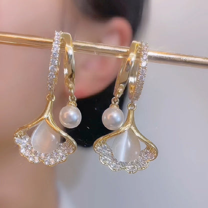 Korean beautiful pearl zircon earring