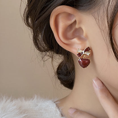 Korean cure red heart Earring