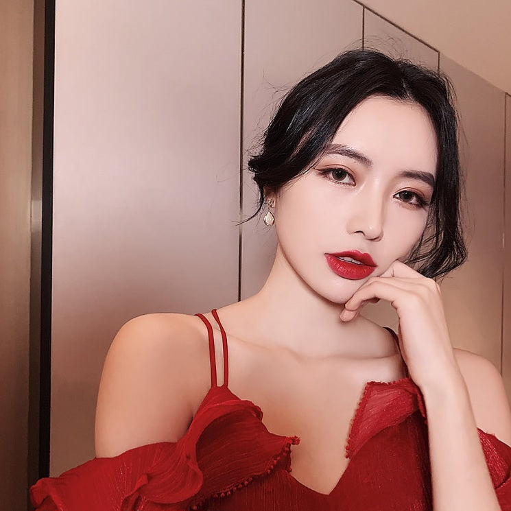 Korean Crystal Sparking Diamond Pearl Drop Earring for Women Gold