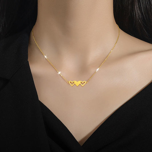Korean Anti-Tarnish triple Heart Pendant