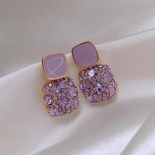 Cute Sparkling Purple Diamond Crystal Beautifull Stud Earrings