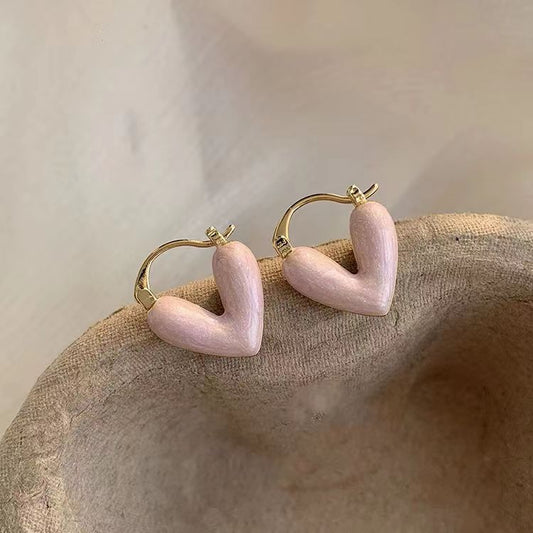 Korean beautiful pink heart Earring