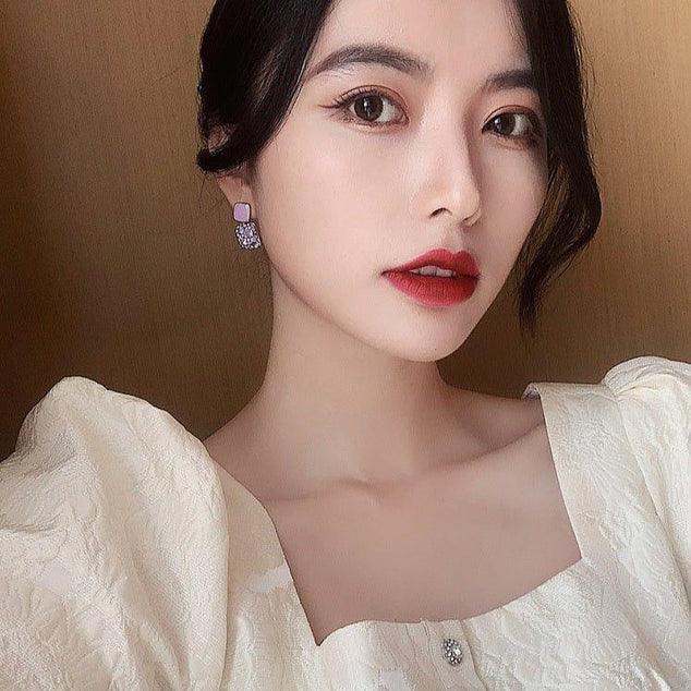 Cute Sparkling Purple Diamond Crystal Beautifull Stud Earrings3