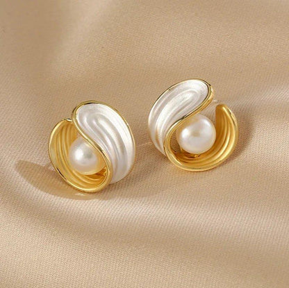 Natural Pearl Earrings Luxury Simple Unique Versatile Hanging Drip Wrap Stud Earrings Party Wed Unusual Jewelry3