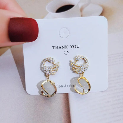 Korean Crystal Sparking Diamond Earring for Women Gold3