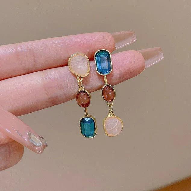 Korean Beautifull Multicolor Stone Earrings For Women