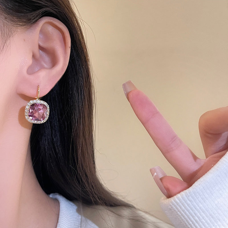 Korean Luxurious Purple Drop Zirconia Earring3