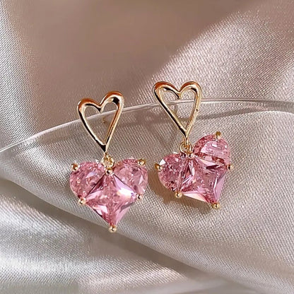 Korean pink Diamond Stone Earring