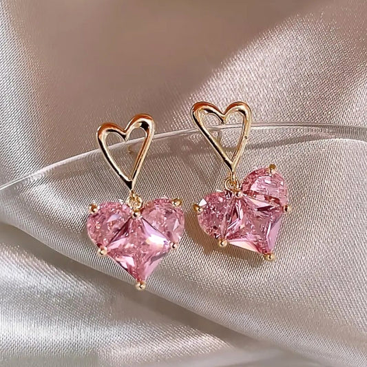 Korean pink Diamond Stone Earring