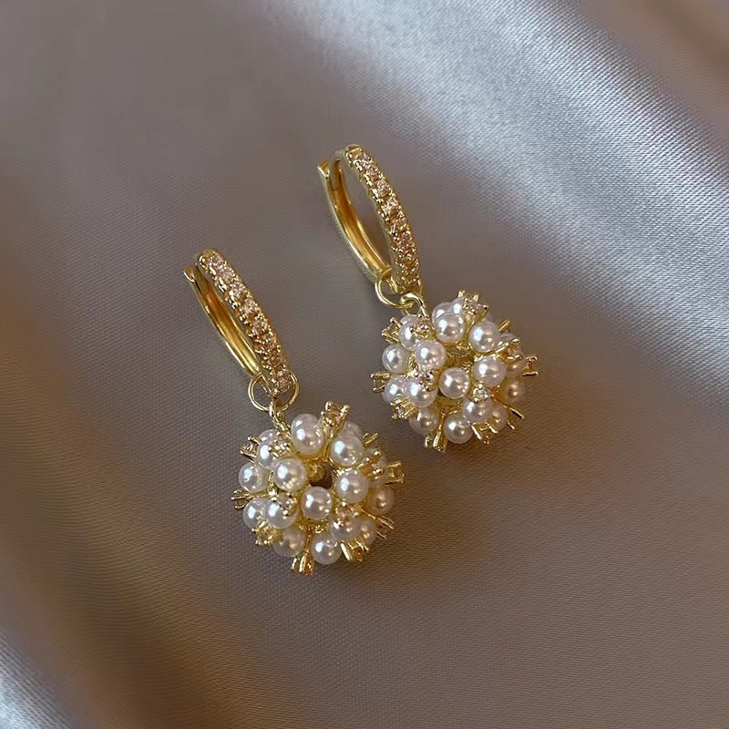 korean gold pearl and zirconia stone drop earring3