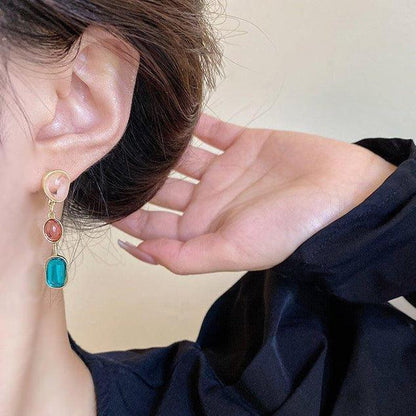 Korean Beautifull Multicolor Stone Earrings For Women