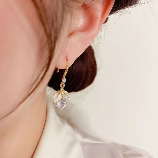 korean diamond flower drop earring3