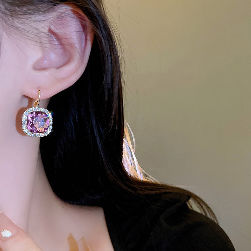 Korean Luxurious Purple Drop Zirconia Earring3