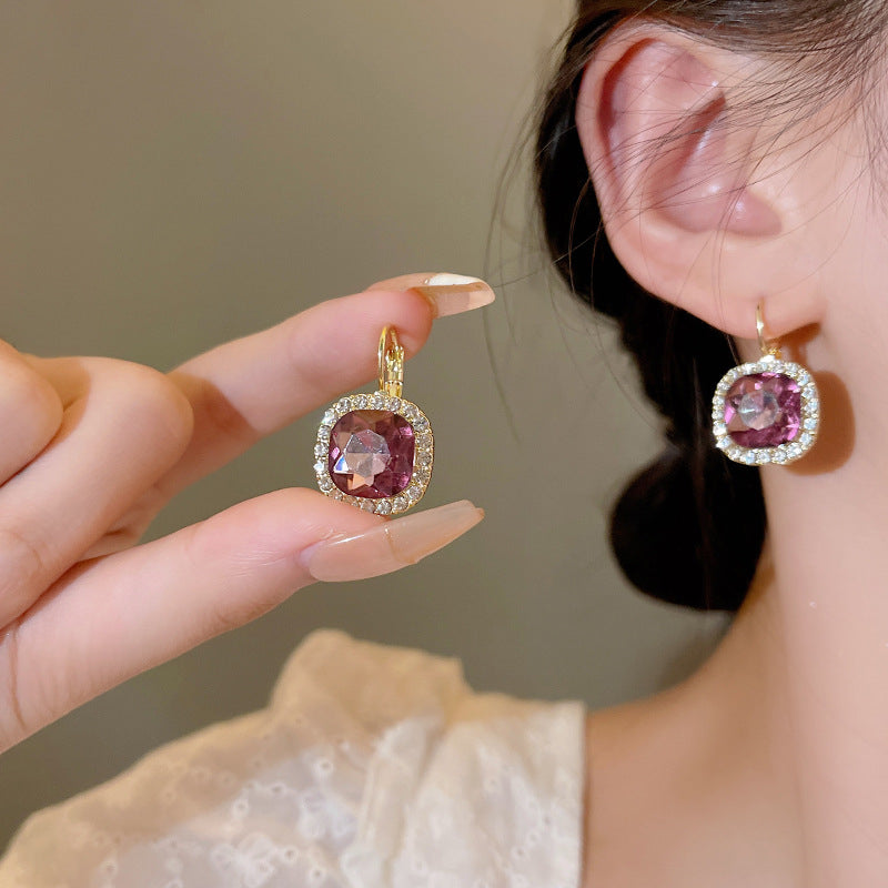 Korean Luxurious Purple Drop Zirconia Earring3