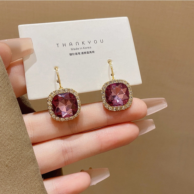 Korean Luxurious Purple Drop Zirconia Earring3