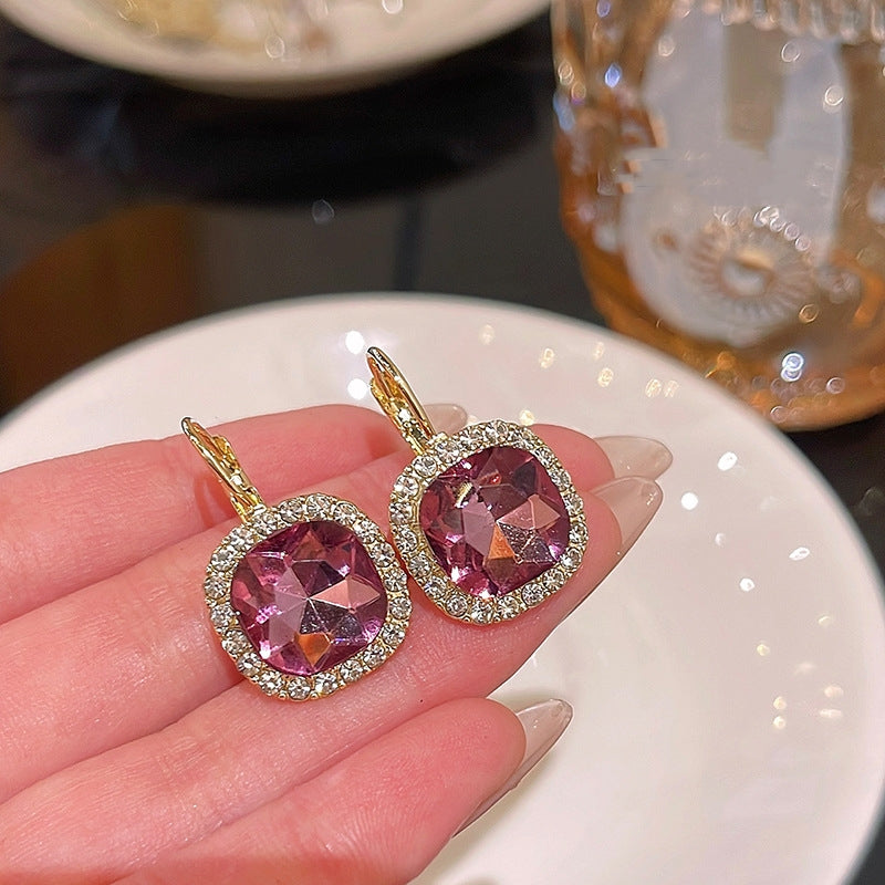 Korean Luxurious Purple Drop Zirconia Earring3