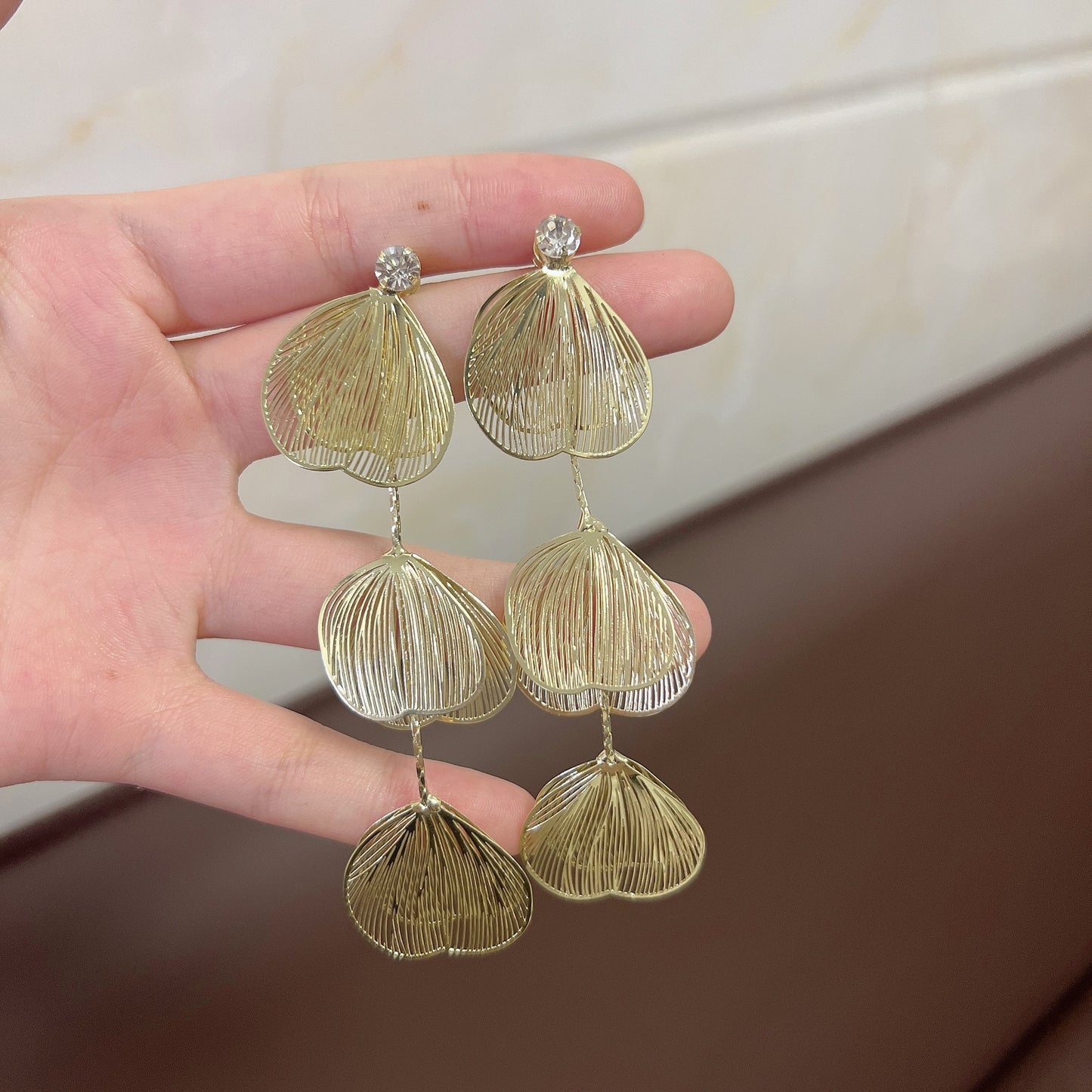 korean gold long drop earring