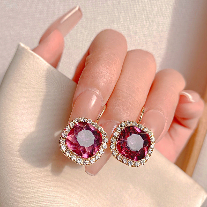 Korean Luxurious Purple Drop Zirconia Earring3
