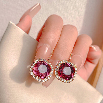 Korean Luxurious Purple Drop Zirconia Earring3