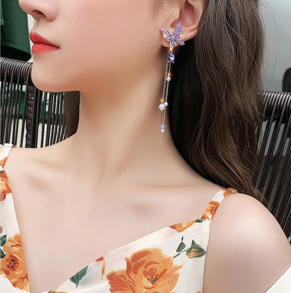 Korean Purple Luxurious Earring