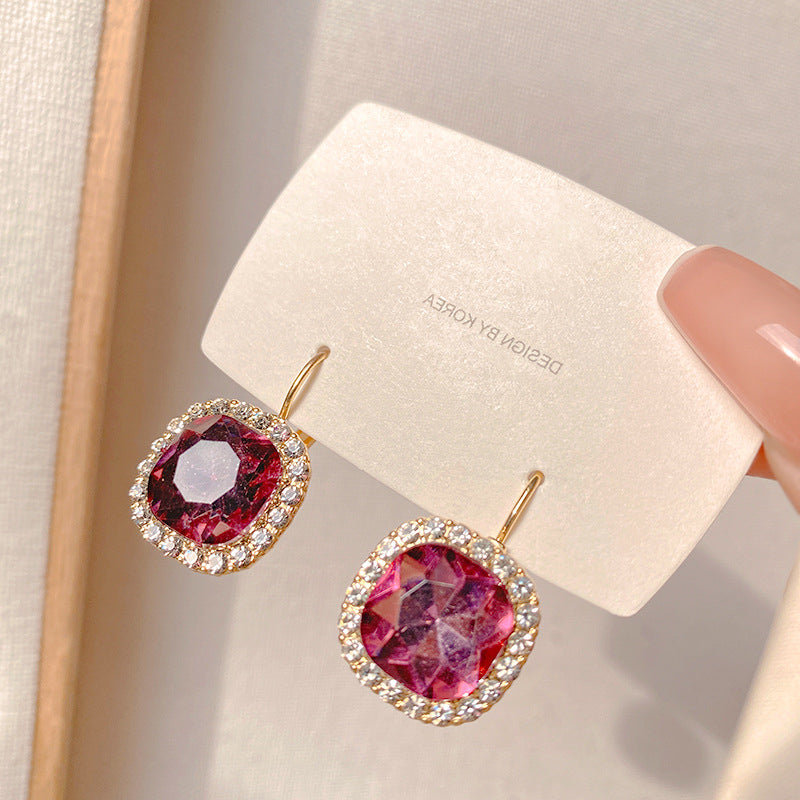 Korean Luxurious Purple Drop Zirconia Earring3