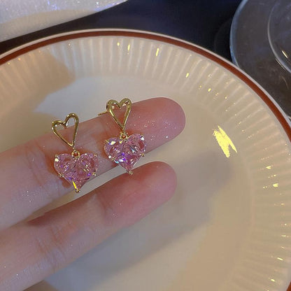 Korean pink Diamond Stone Earring