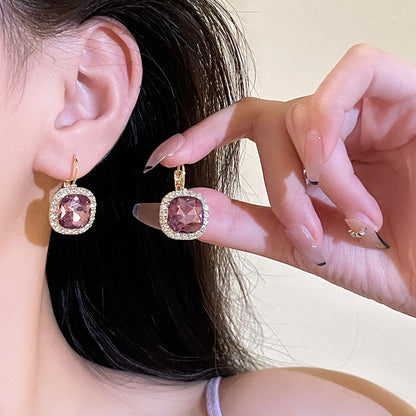 Korean Luxurious Purple Drop Zirconia Earring3