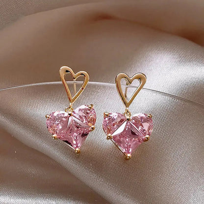 Korean Luxurious Diamond Heart Earring