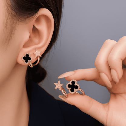 Korean Beautiful Gold And Black Luxurious Earring3