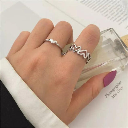 Korean Beautifull 2pcs Ring Set Silver