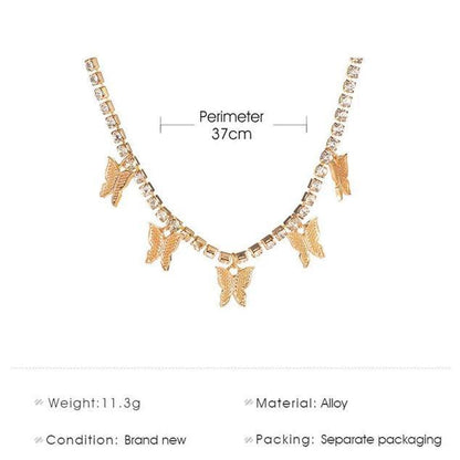 Korean Luxury Beautiful Style Gold Butterfly Pendant Necklace