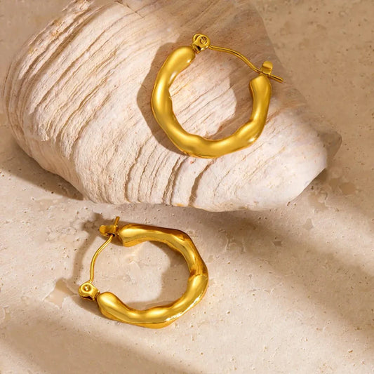 korean beatiful gold anti tarnish earring