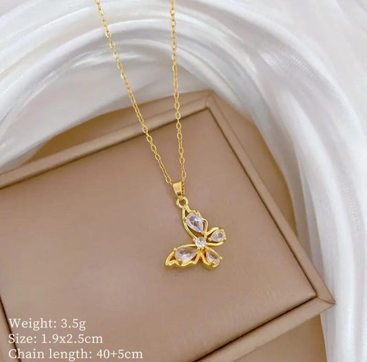 Korean anti Tarnish Dimaond Butterfly 🦋 Pendant