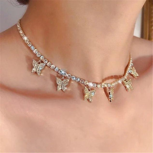 Korean Luxury Beautiful Style Gold Butterfly Pendant Necklace