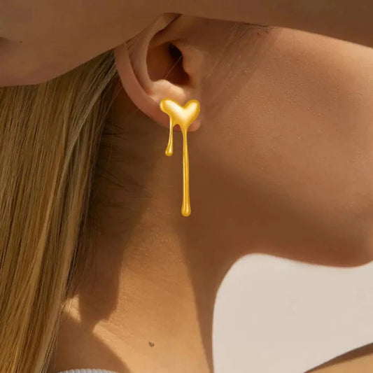 korean drop heart anti tarnish earring