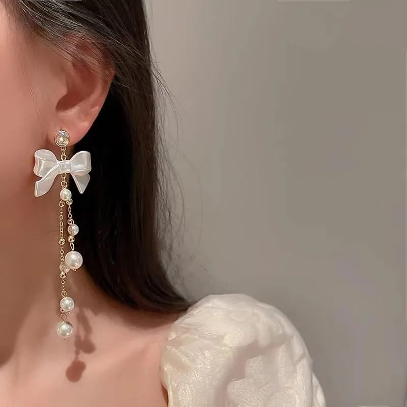 Korean Luxurious long Drop Bowknot Drop Earring