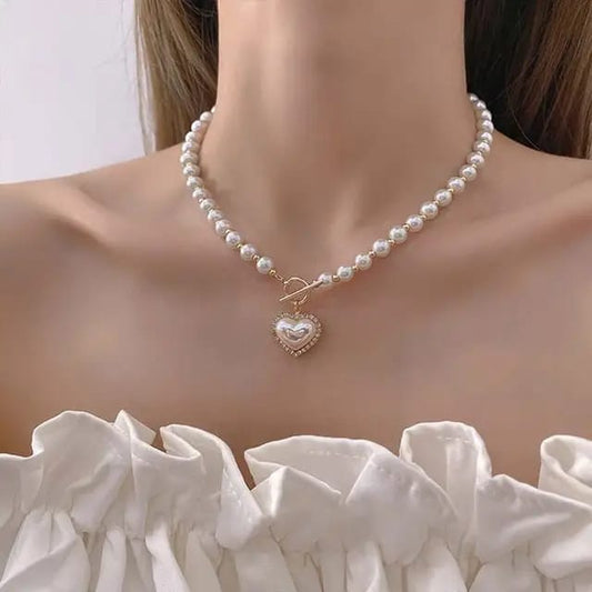 Korean pearl heart pendant